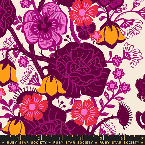 PREORDER Hello Alice Rabbit Hole Damask in Shell RS2121 11 - Ruby Star Society Sold by the Half Yard